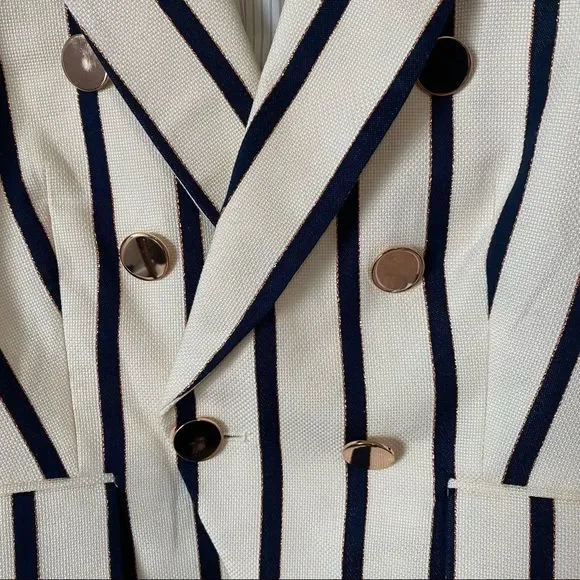 NEW VERONICA BEARD Empire Striped Double Breasted Style One-Button Dickey Jacket - Picture 5 of 10